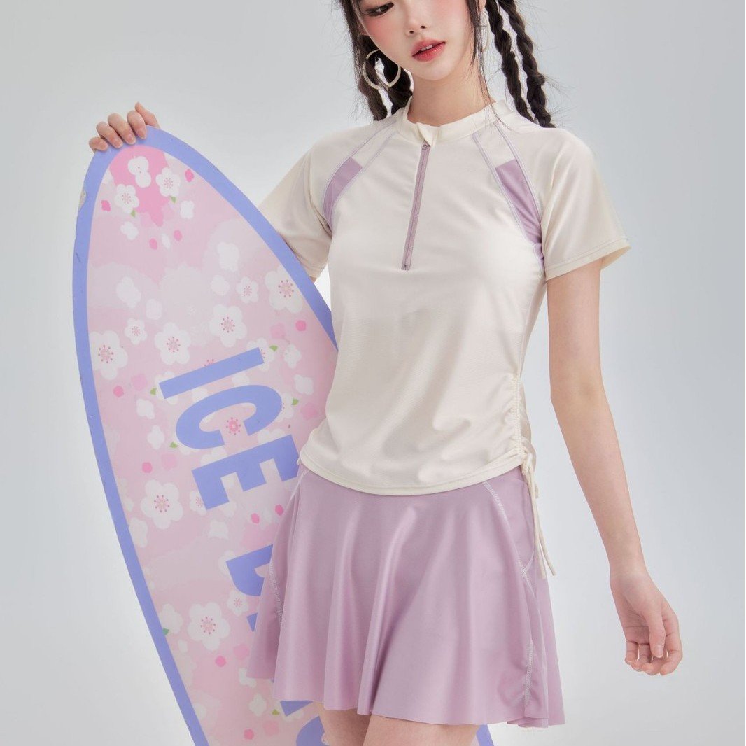 Sporty Tennis-Style Split Swimsuit — Active Skirt Design